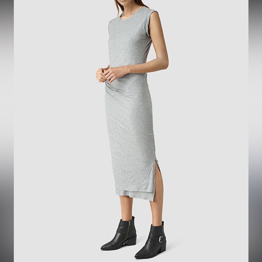 AllSaints Grey Sleeveless Midi Dress